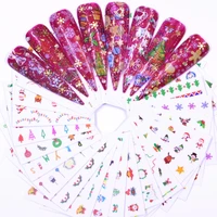 1 pcs christmas design nail art stickers winter snow flower sliders water decals for nails manicure tool