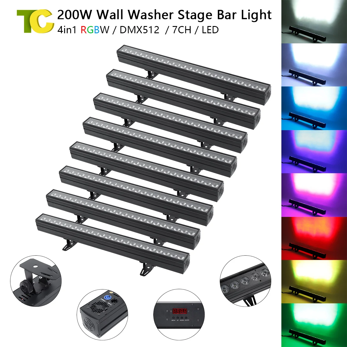 8x200 Вт светодиодный настенный светильник RGBW 4в1 освещение для сцены DMX концертный