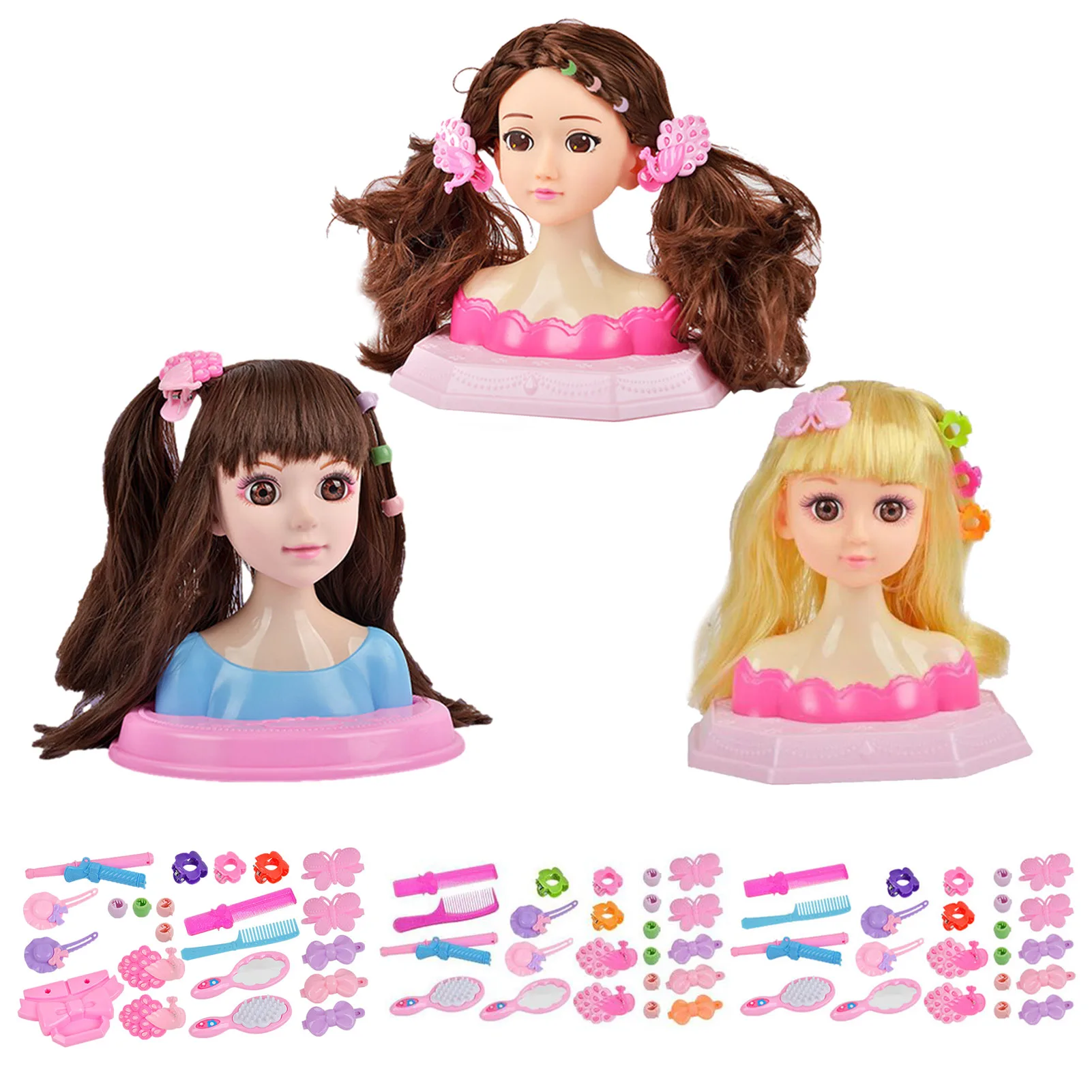 

Novelty Girls Doll Head Playset Hair Styling Doll Head With Accessories Hairstyle Beauty Game Kids Fashion Toy For Girls Gift