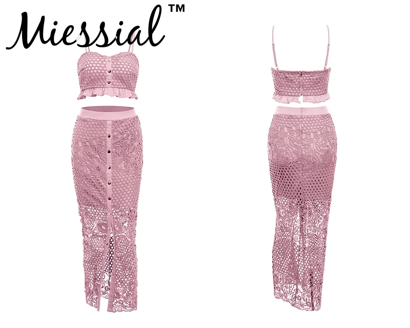 Miessial, сексуальный костюм из двух частей, кружевное, облегающее, желтое платье, женское, белое, с отверстиями, Осенние, женские, вечерние, для клуба, элегантное, макси платье, зима