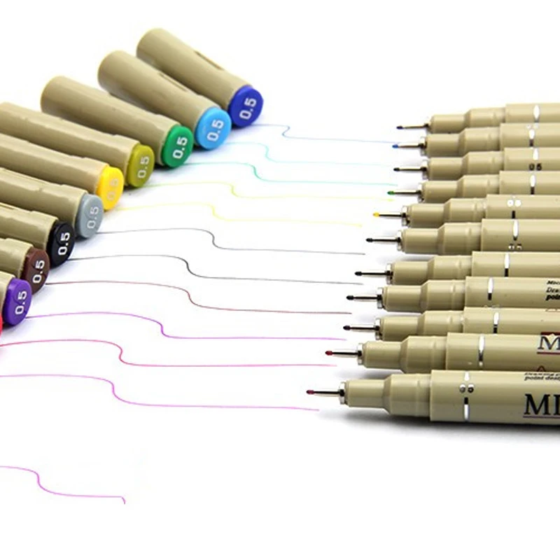 12 цветов 0 5 эскиза микро тонкая линия ручка для рисования мультфильмов|for drawing|sketch