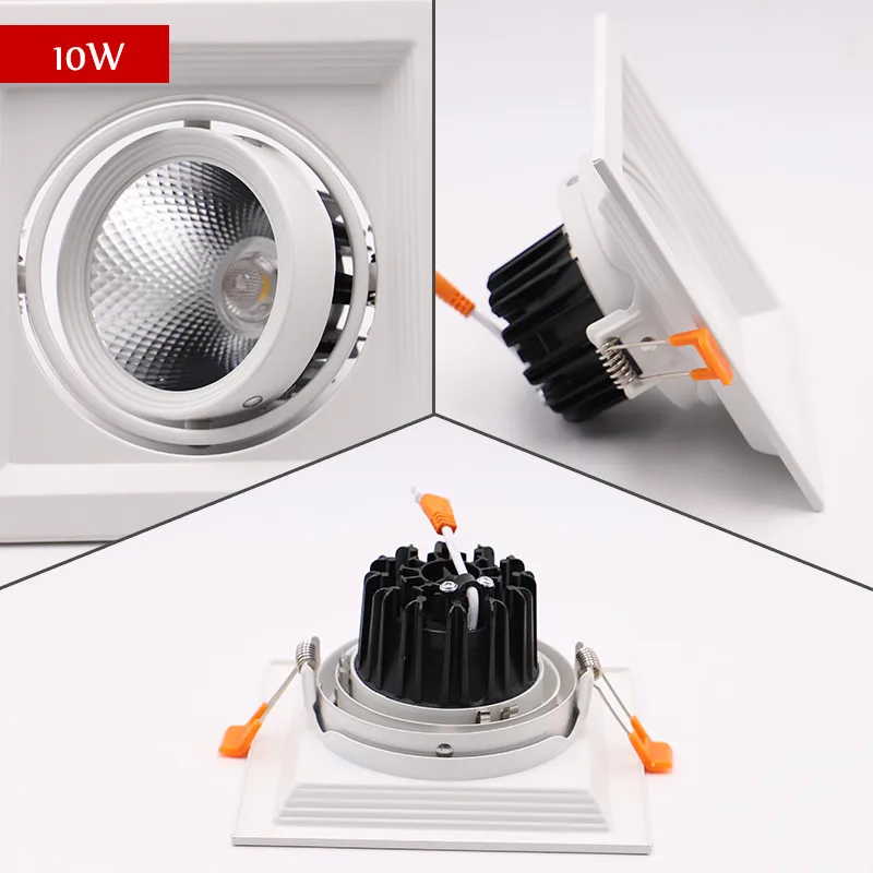 Затемняемый Супер яркий Встраиваемый квадратный светодиодный светильник COB 10 Вт