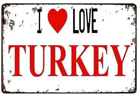 

I Love Turkey Metal Sign Retro Home Man Cave Wall Decoration 12X16 inch