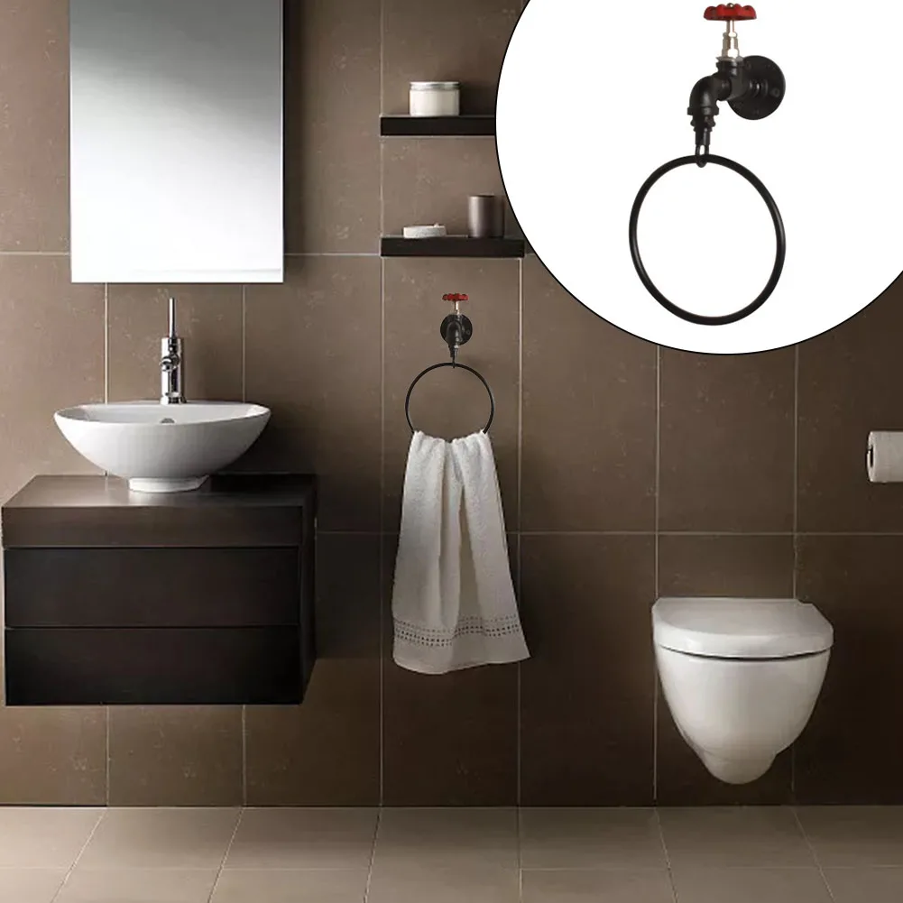 

Wall Mounted Storage Rack Kitchen Towel Ring Faucet Shape For Bathroom Holder Hardware Industrial Accessories With Screws Gifts