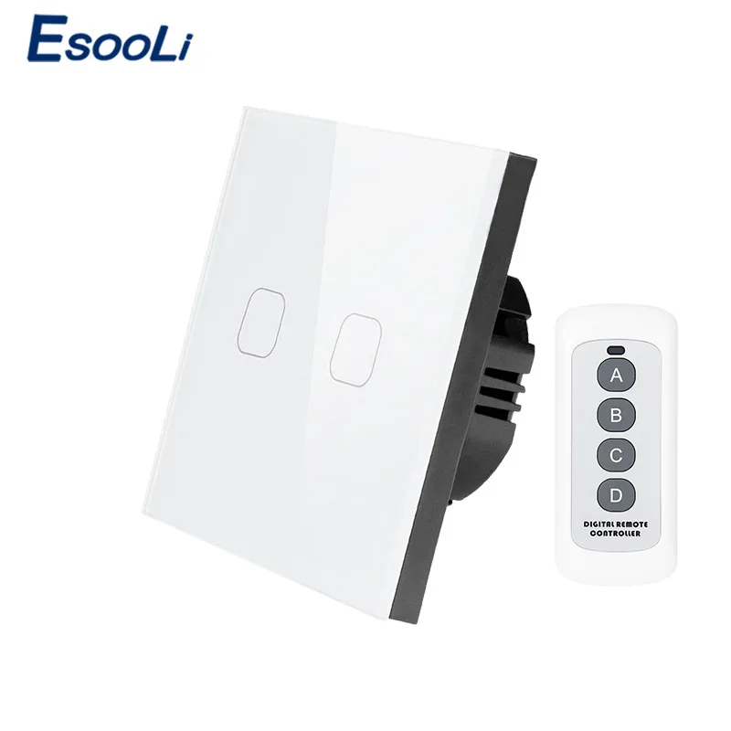 1 Gang Remote Black Esooli сенсорный выключатель 1 банда 1 способ, умный настенный выключатель, сенсорный выключатель света, беспроводной дистанционный переключатель освещения 220 В - Цвет: 1 Gang Remote Black