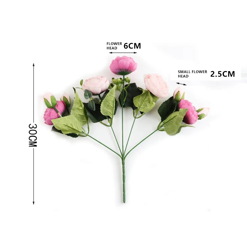 

1 Bundle Silk Peony Bouquet Home Decoration Accessories Wedding Party Scrapbook Fake Plants Diy Pompons Artificial Roses Flowers