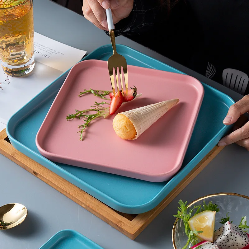 Nordic матовый квадратном каблуке в западном стиле блюда для бифштекса пластины