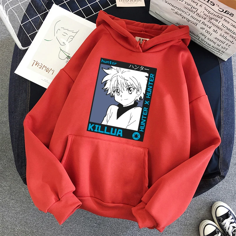 

HUNTER X HUNTER KILLUA Hoodies Plus velvet thick warm pullover women's casual letter printing hooded students hooded sweatshirt