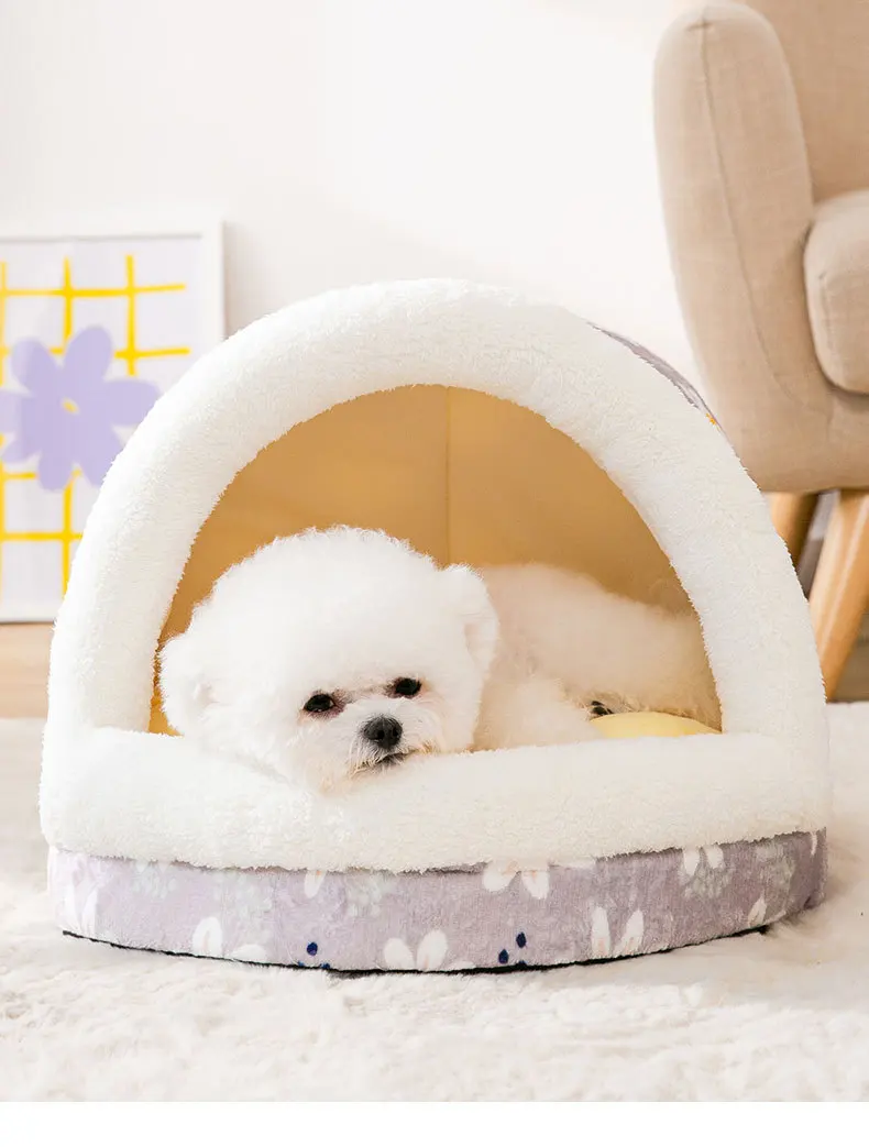 

Cat Bed House Soft Plush Kennel Puppy Cushion Small Dogs Cats Nest Winter Warm Sleeping Pet Dog Bed
