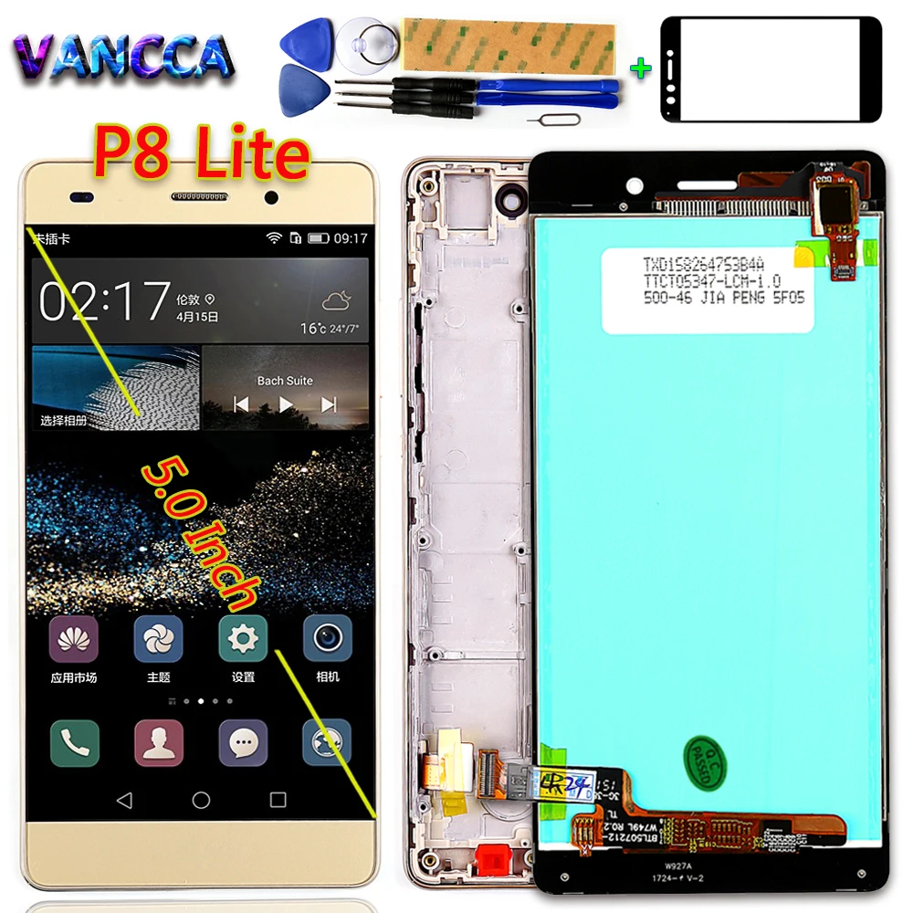 Для Huawei P8 Lite ALE L21 5 0 дюймов ЖК дисплей сенсорный экран дигитайзер сборка 1280*720
