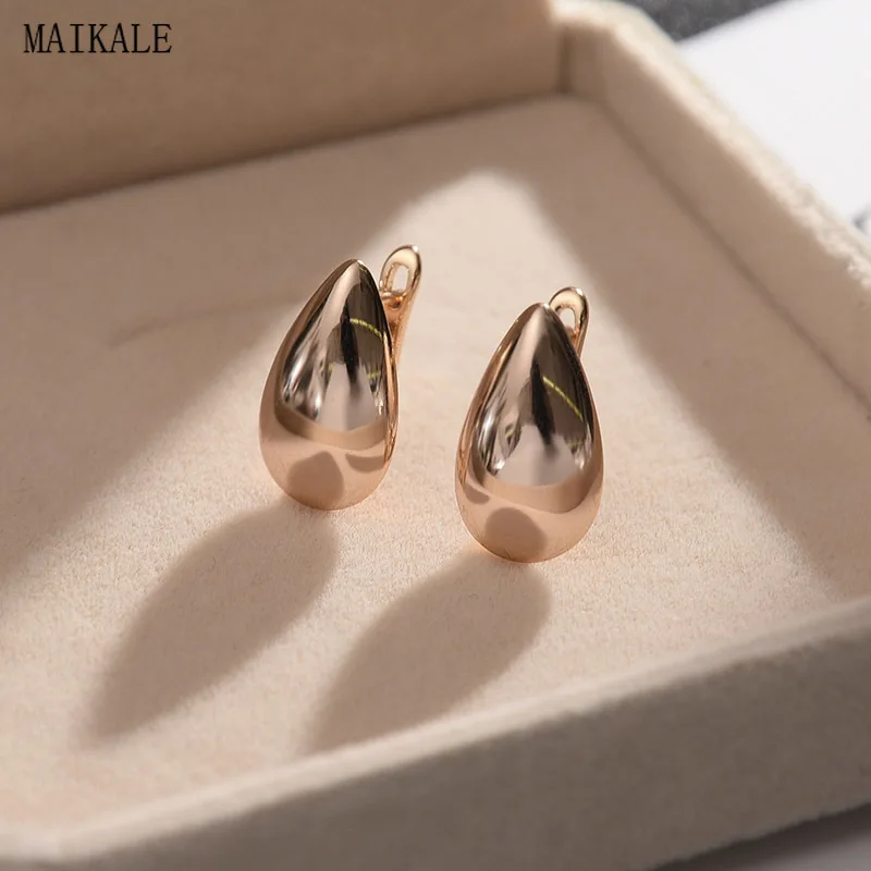 MAIKALE, простые маленькие глянцевые серьги-гвоздики для женщин, золотые/серебряные зеркальные металлические массивные серьги, Женские ювелирные аксессуары
