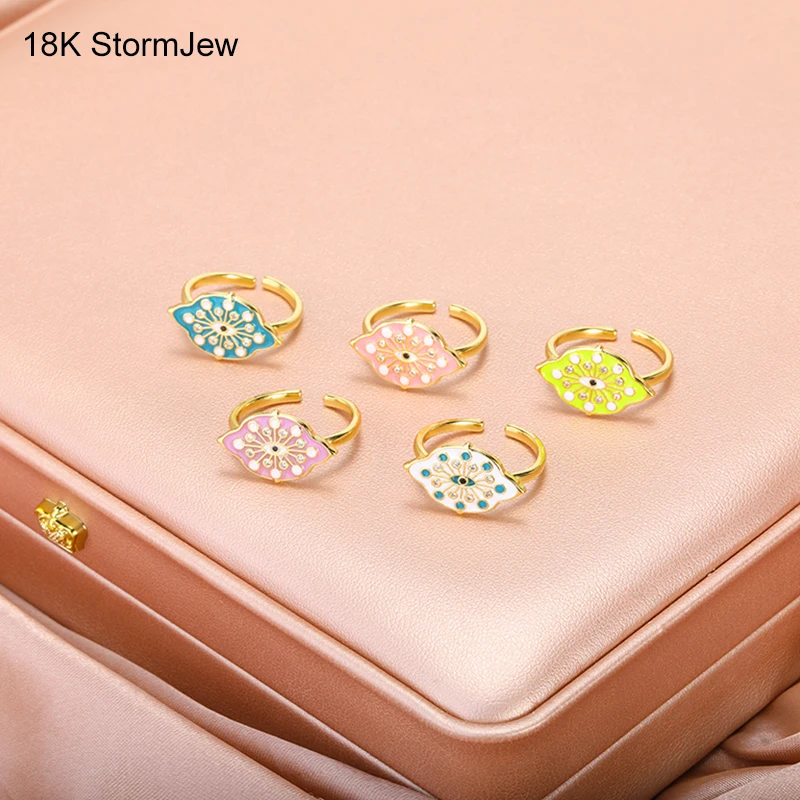 

Colorful Evil Eye Knuckle Rings For Women Girls Enamel Dripping Oil Ring Open Adjustable Stainless Steel Finger Jewelry Gifts