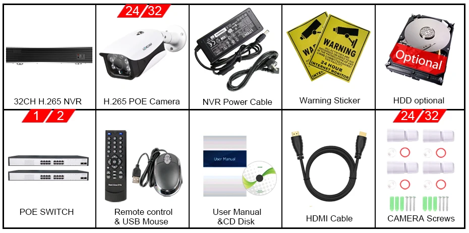 LOXCAM 32CH 5MP POE Комплект H.265+ CCTV камера система 5MP аудио запись Водонепроницаемый IP66 безопасности ip-камера видеонаблюдения NVR комплект