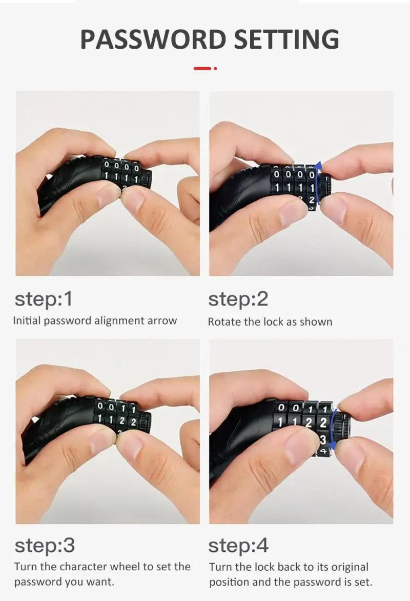 

Catazer Bicycle Chain Lock 4 Colors Anti-theft Anti-Cutting Alloy Steel Motorcycle Cycle Bike Cable Code Password Lock