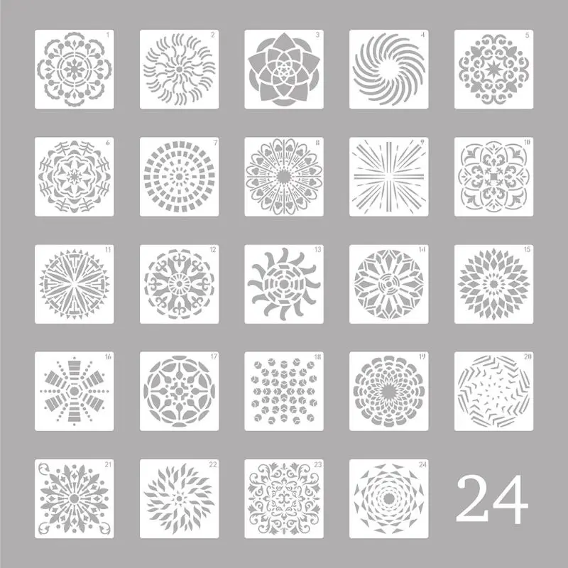 

24pcs/set Mandala Drawing Template Stencil Painting Embossing Scrapbooking Stencil