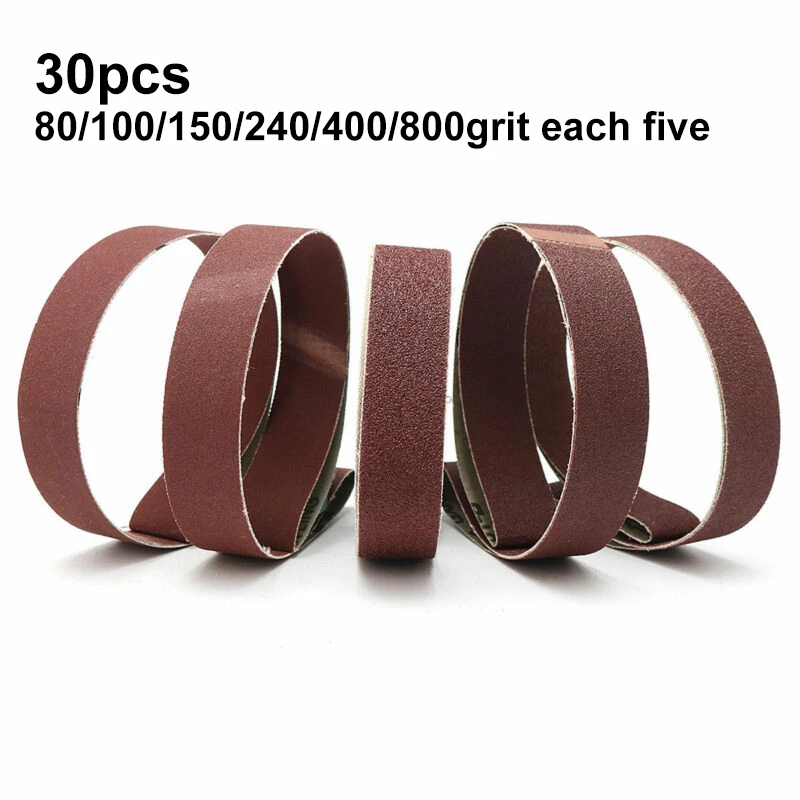 

30Pcs 1x30inch Sanding Belts 25x762mm Aluminum Oxide Sander Abrasive 80~800 Grit