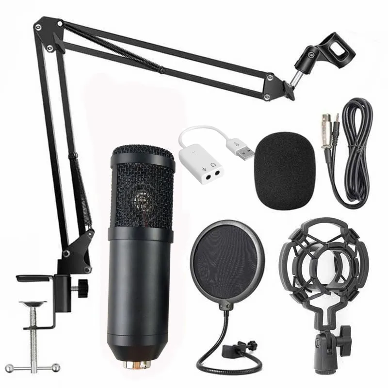 para Computador Portátil Entretenimento com Suporte Placa de Som Preto Condensador Microfone Vídeo Webcast Conjunto Presente Usb