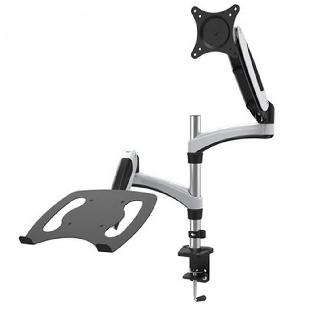 

TOP Sell Desktop Clamping 360 degree Gas Spring Dual Arm for 15"-27" Monitor Holder+ 13-17" Laptop Holder Bracket GM124U-D