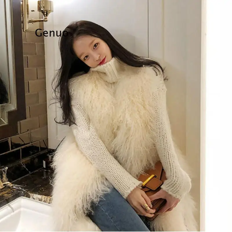 Шикарный жилет из искусственного лисьего меха пальто белая зимняя женская