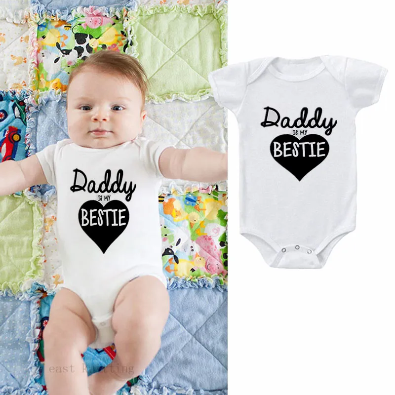 Детский комбинезон DERMSPE с надписью DAD Is My Bestie для новорожденных Love Graphic и короткими