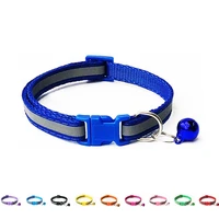 reflective cat collar with bell solid nylon pet collar safe breakaway cat collar adjustable ultra light design neck 19 32cm