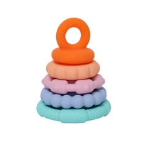 silicone stacker block kid diy educational toy bpa free silicone teether toys for kids toddler food grade silicone