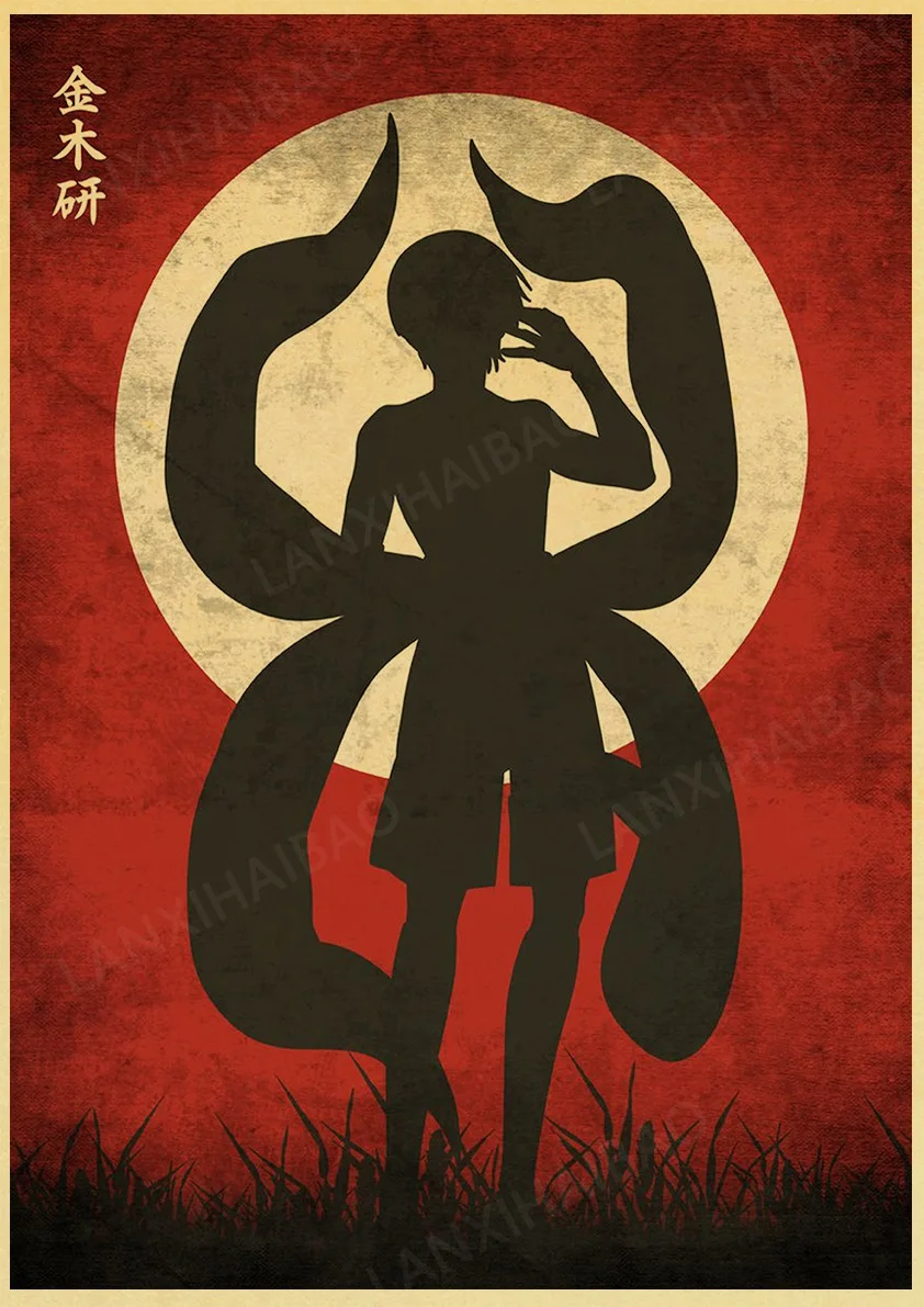 Токийский Гуль отбеливатель Death Note Crybaby Ретро красное аниме силуэт крафт-бумага