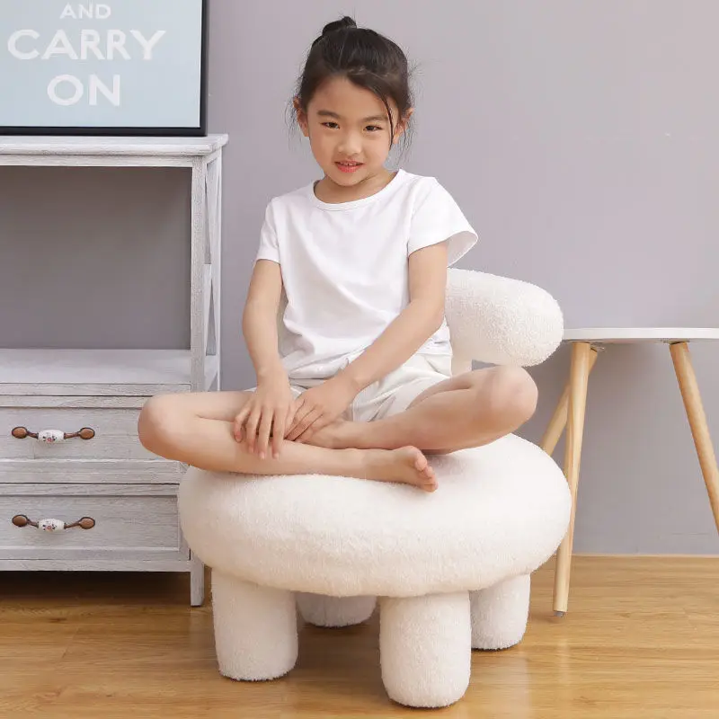 

Japanese Style Light Luxury Creative Plush Leisure Living Room Children's Sofa Shoe Changing Stool Baby Birthday Gift Stool