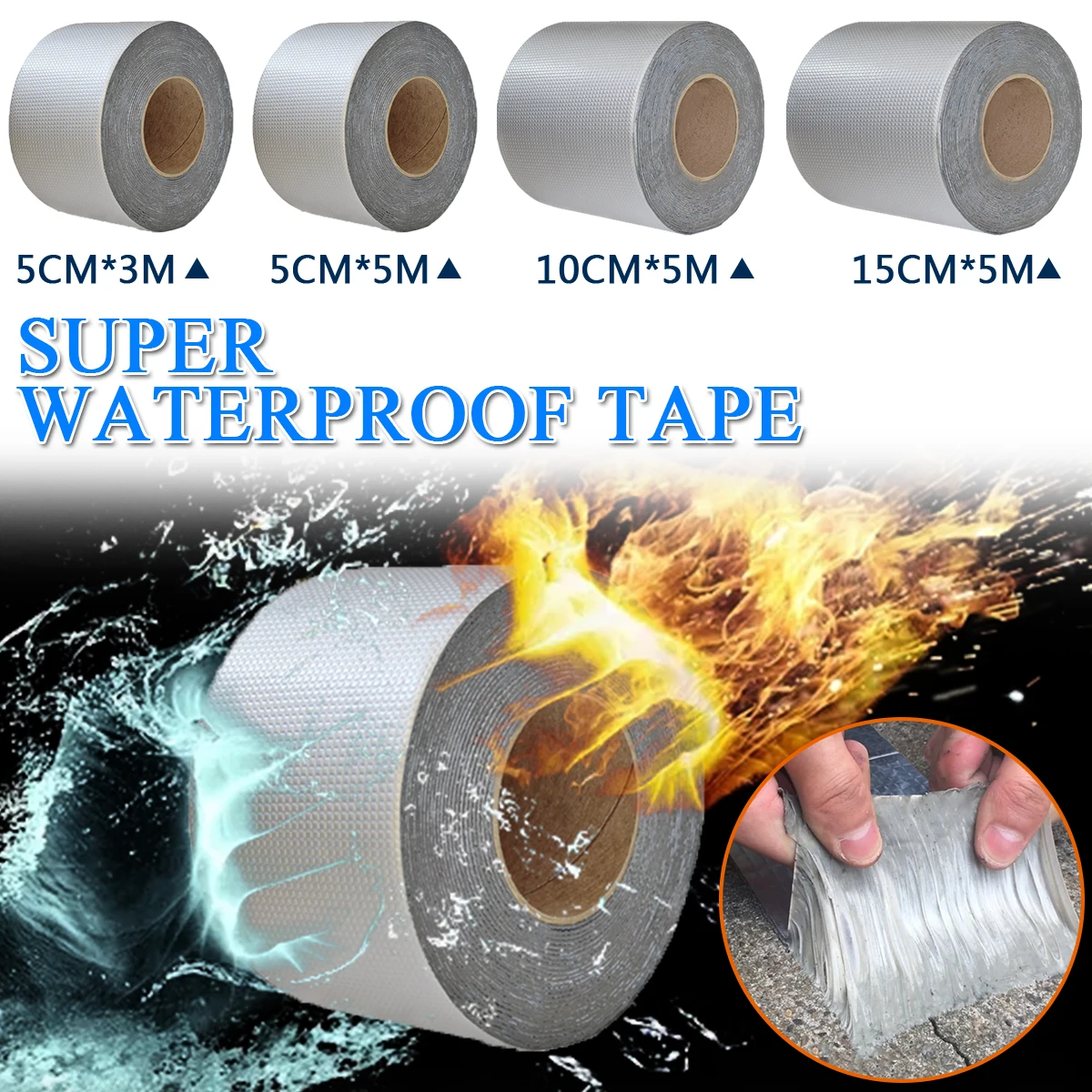 

Aluminum Foil Butyl Super Strong Waterproof Tape Rubber Stop Leaks Seal Repair Tape Self Adhesive for Roof Hose Repair Flex Tape