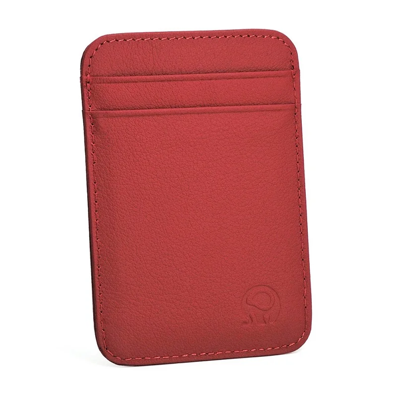 Red Натуральная кожа, удобный чехол для ID, карманного банка, чехол для кредитных карт, тонкий кошелек для карт, мужская сумка для наличных карт, держатель для карт, новинка - Цвет: Red