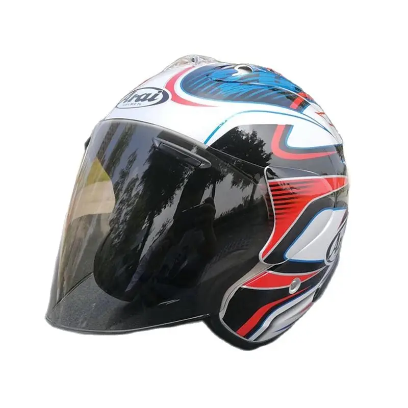 Мотоциклетный полушлем синего цвета регулируемый размер защита унисекс с