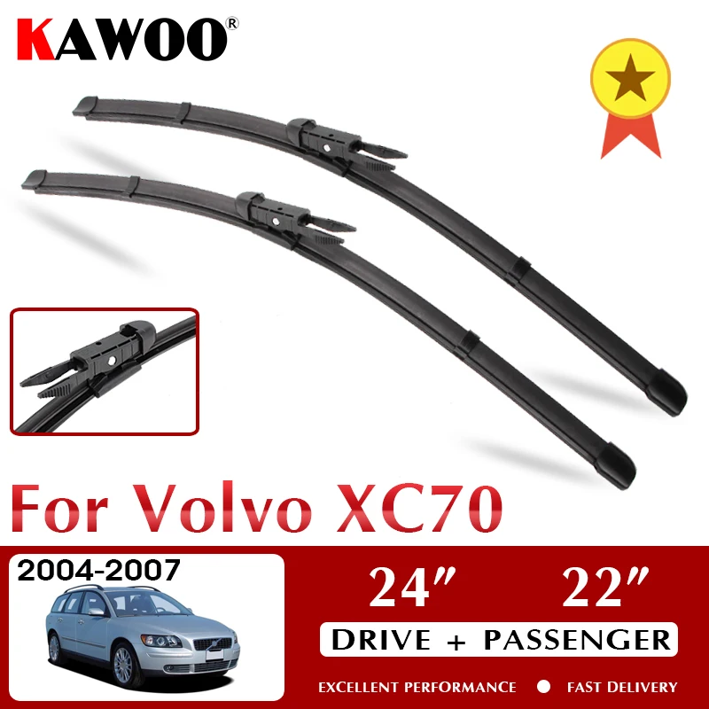 

KAWOO Wiper Front Car Wiper Blades For Volvo XC70 2004-2007 Windshield Windscreen Front Window Accessories 24"+22" LHD RHD