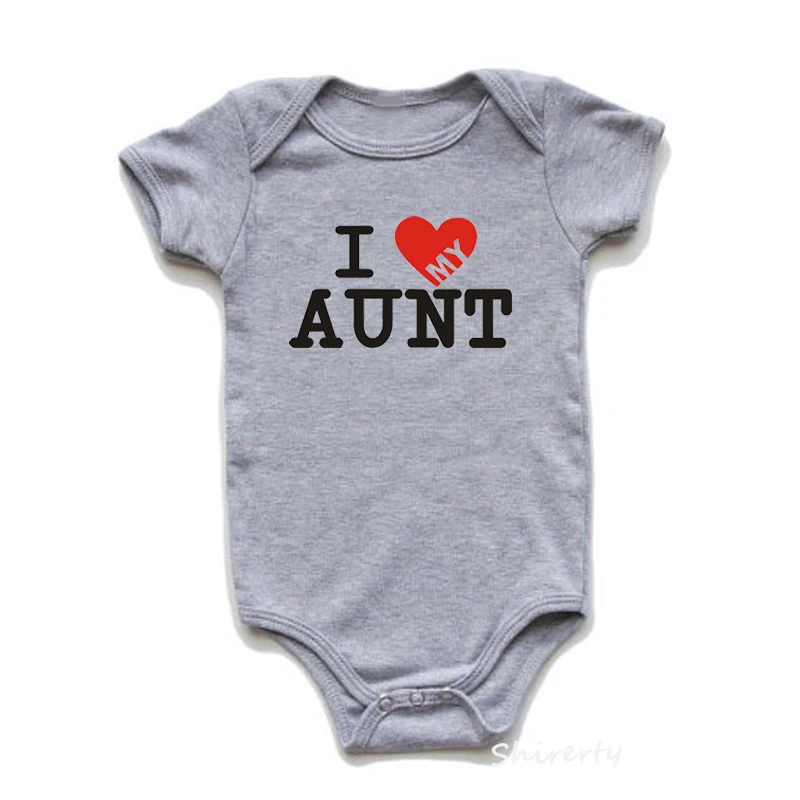 Одежда для новорожденных, белая, с надписью «I Love Uncle», «tunt», «Unisex», из чистого хлопка, цельные детские комбинезоны летние, с короткими рукавами, Одежда для новорожденных