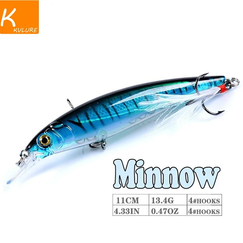 

Jerkbait Minnow Fishing Lure Hard Plastic Bait Artificial Lures Bass Pike ABS Wobbler for Fish Hooks Crankbait 3D Eyes Sea 1pcs