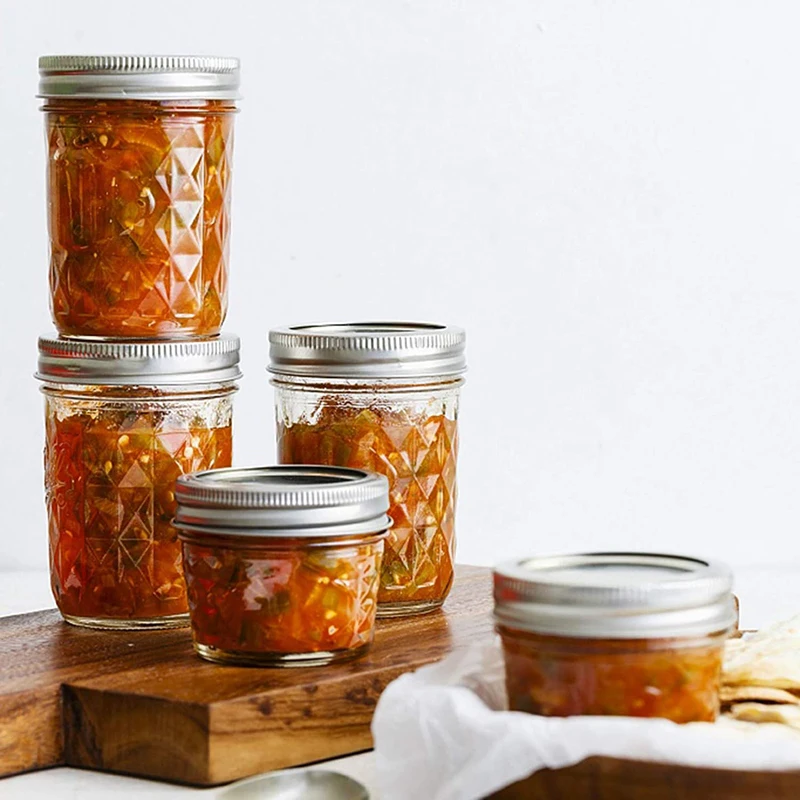 Обычные горлышко Mason банки с крышками стеганые хрустальные идеально подходят для