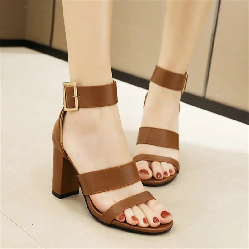 

Big Size 32-43 Block Heel Sandals Women Wedding Shoes 2022 Summer High Heels Open toe Gladiator Sandals Women