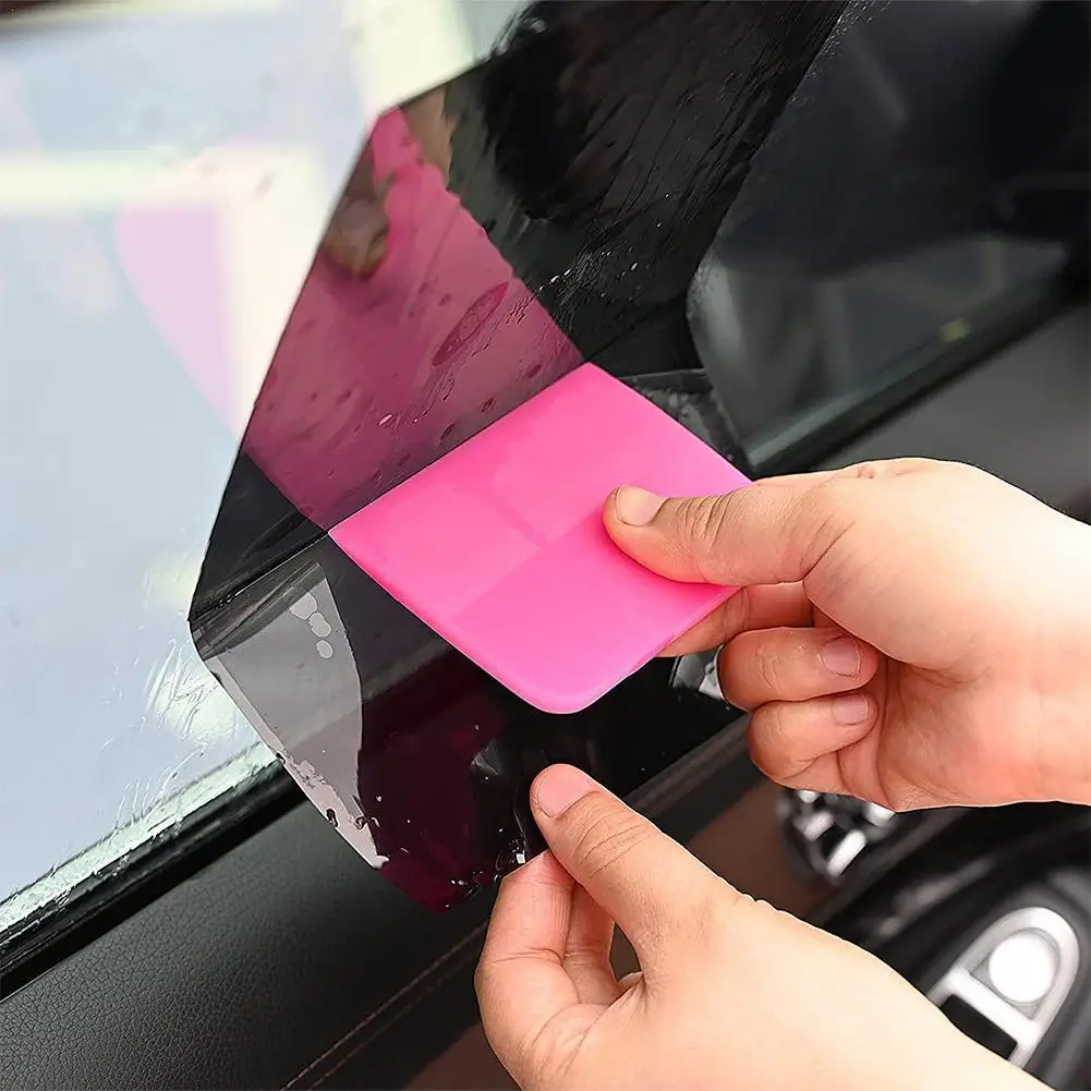 

1PCS Pink Scraper Soft Rubber Car Window Squeegee Tint Tools Glass Water Wiper Vinyl Wrap Blade Auto Home Office Scraper 3 Sizes