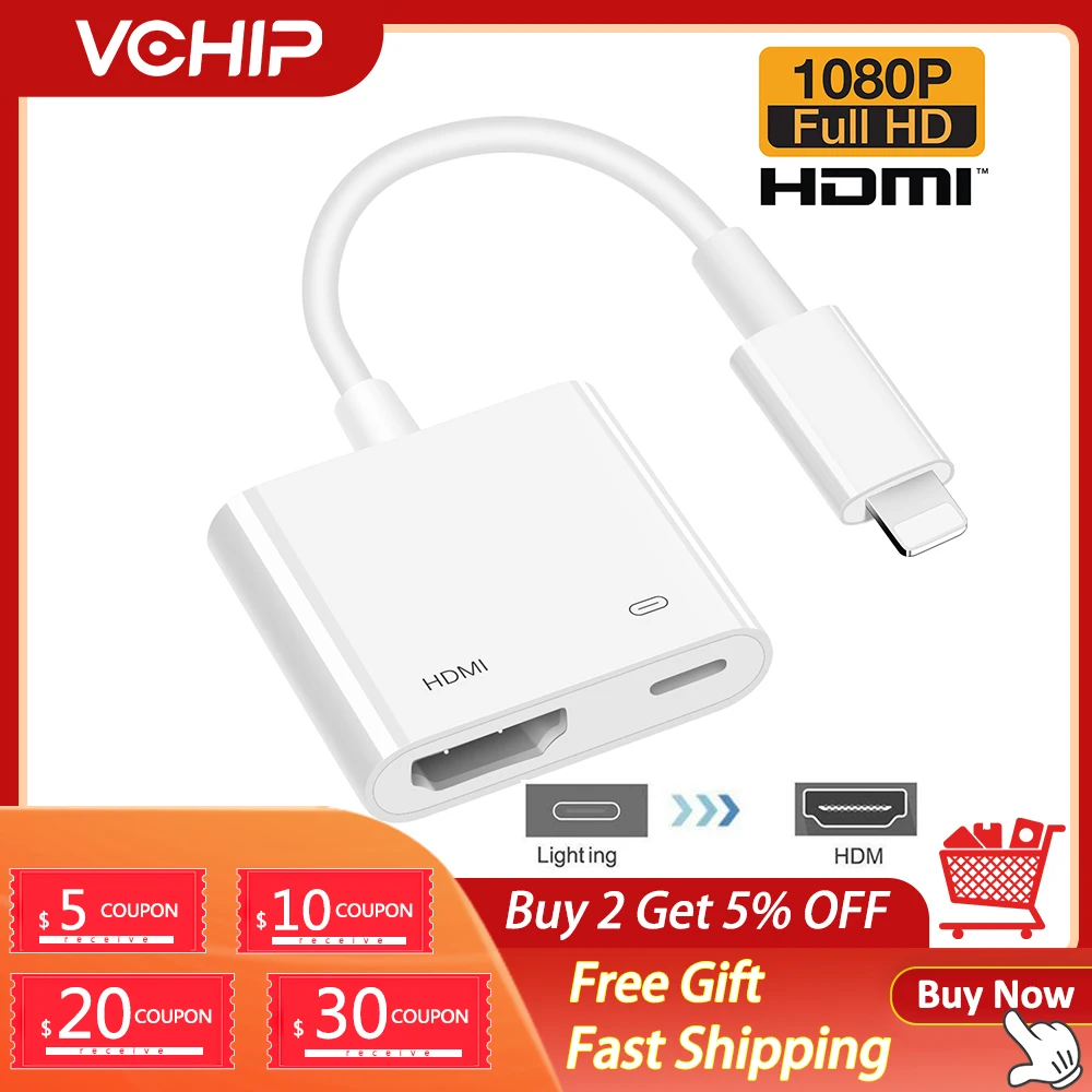 Lightning/HDMI совместимый 4K Цифровой AV адаптер iPhone к HDMI-кабелю для iPad X XR XS кабель