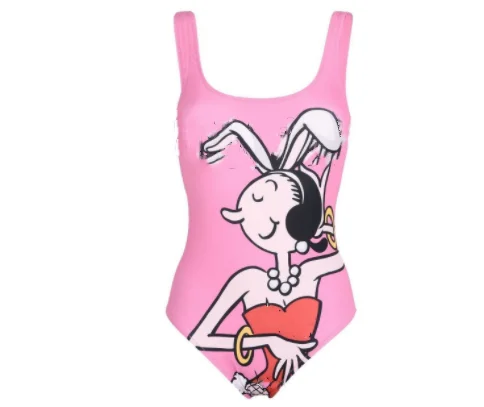 

Manufacturer wholesale fashion one-piece letter stripe bikini vest swimsuit women's fresh swimsuit