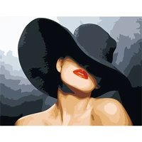 gatyztory figure painting by numbers wear black hat woman oil picture by number handpainted home wall craft diy gift