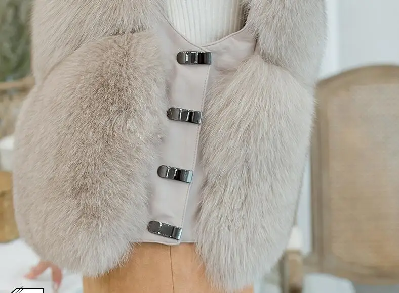 ZDFURS* шуба из натурального Лисьего меха дизайнерская женская зимняя шуба из настоящего лисьего меха Съемная шуба из натурального меха Женская Короткая Меховая жилетка жилеты