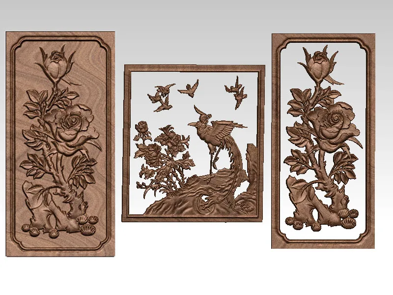 3 шт. резная 3d фигурка пиона цветок птицы|Фрезы по дереву| |