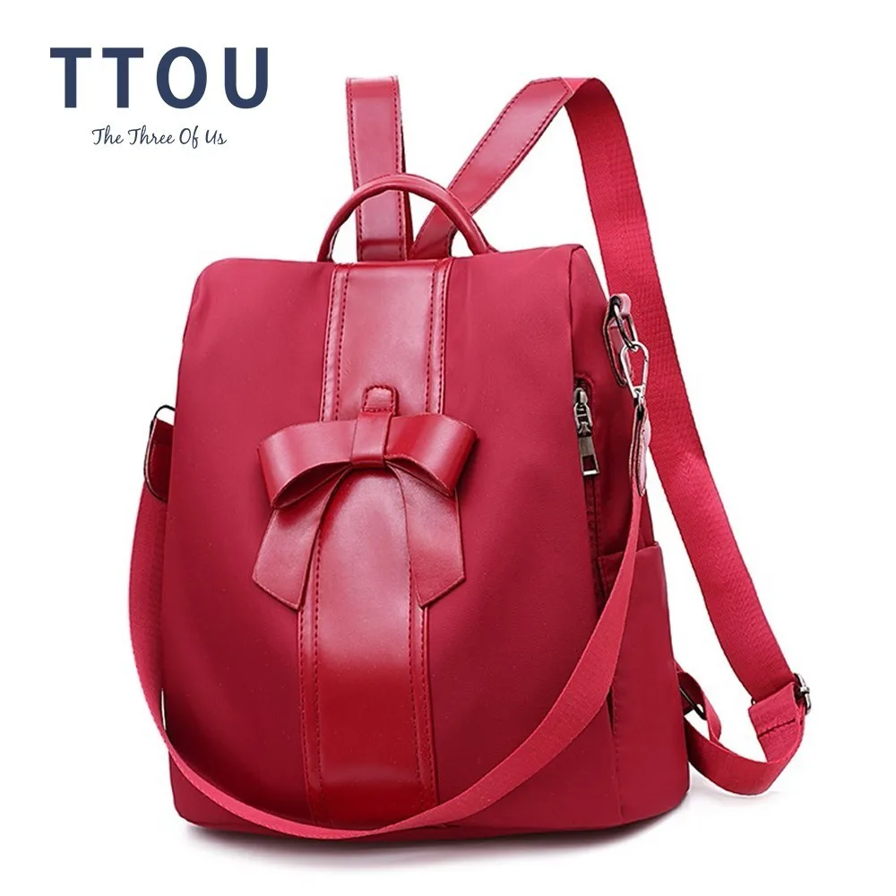 Женский рюкзак TTOU с защитой от кражи качественный кожаный мягкий школьный ранец
