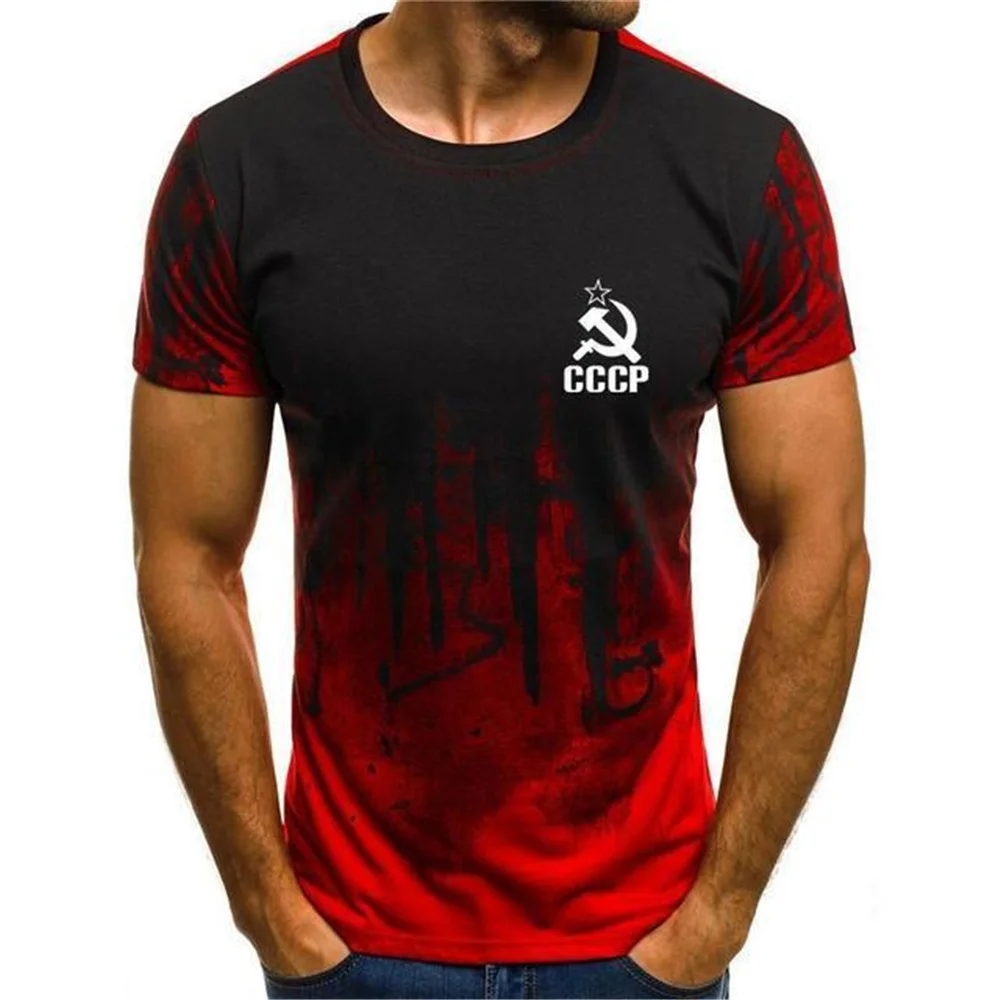 

Mens T-Shirt Summer CCCP Russian 3d T Shirts Men USSR Soviet Union Man Short sleeve Tshirt Moscow Mens Tees O Neck Tops S-6XL