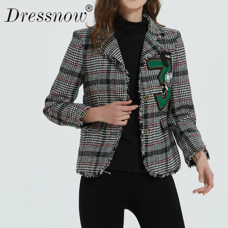Dressnow высокое качество женские зимние тяжелые твидовые клетчатые куртки пальто