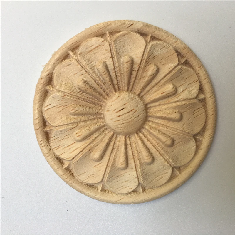 Твердая древесина резной круглый цветок диск декоративная заплатка мебель дверь