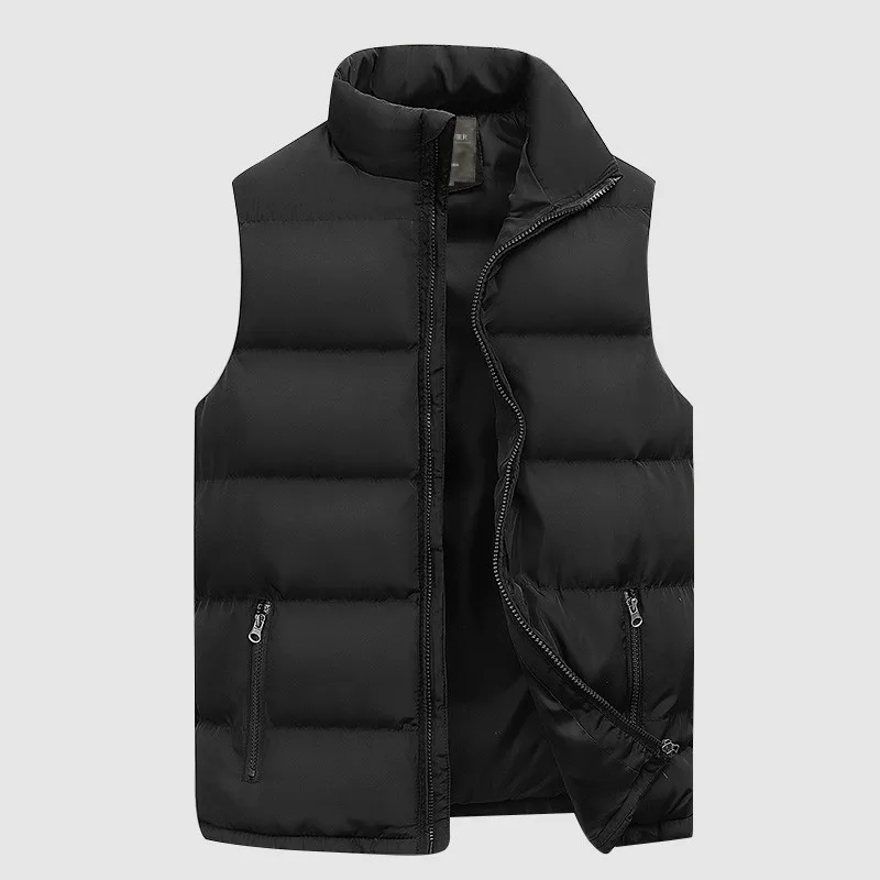 Черный CARANFIER 4XL 5XL мужской зимний жилет термальные куртки без рукавов мужские повседневные приталенные пуховые хлопковые Жилеты мужские Брендовые жилеты - Цвет: Черный