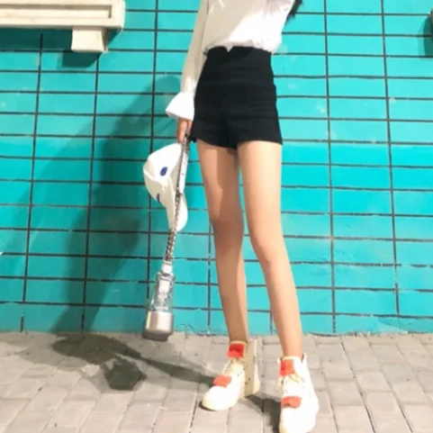 Белый черный стрейч костюм шорты женские новые мини Femme с высокой талией горячие