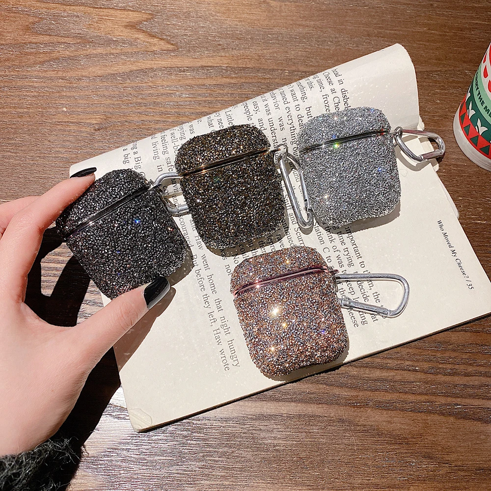 Блестящий жесткий чехол из поликарбоната для наушников Apple AirPods 2 1 роскошный