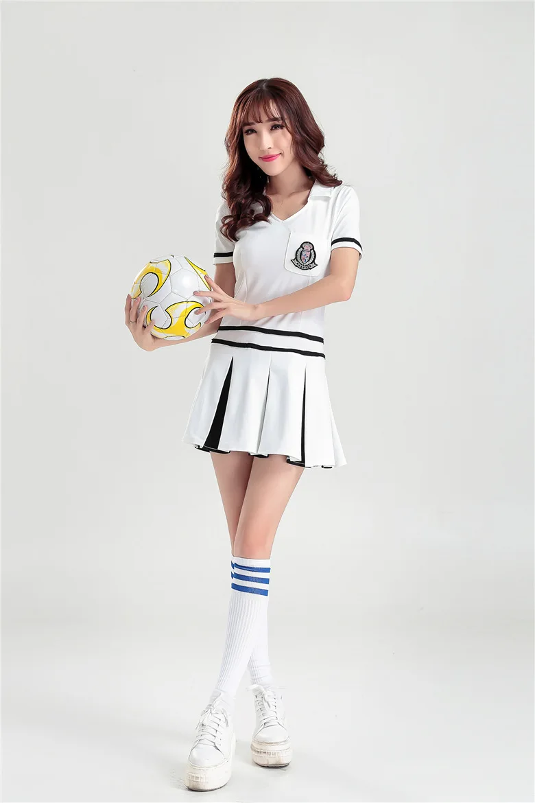 Белый цельный костюм Болельщицы Одежда Футбол Регби Баскетбол Cheer Team девушка